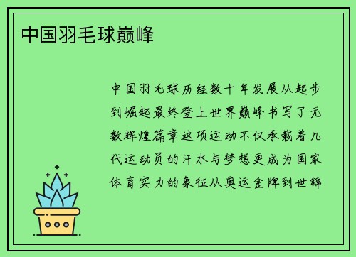 中国羽毛球巅峰